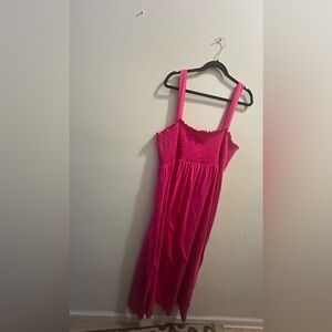 NWOT- Faded Glory Pink Smocked Maxi Dress with Straps. Size 4x (26w-38w)